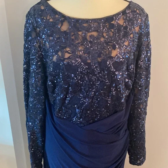 Ralph Lauren size 16 dark blue sequin dress - Picture 2 of 12